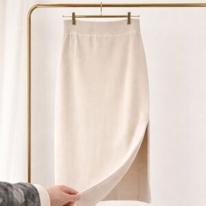 ANRABESS‎ Knit Skirt Beige Small With Slit